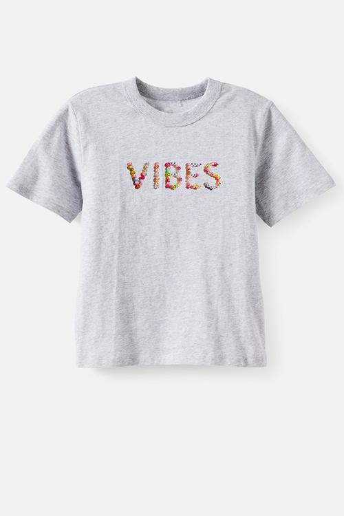 Essential Short Sleeve Graphic Tee - Grey Marle/Vibes