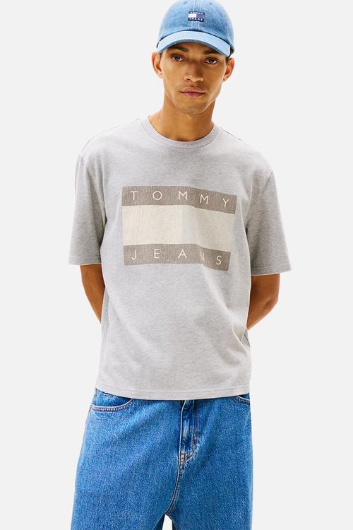 Tjm 90S Distressed Flag Tee - Mid Grey Heather