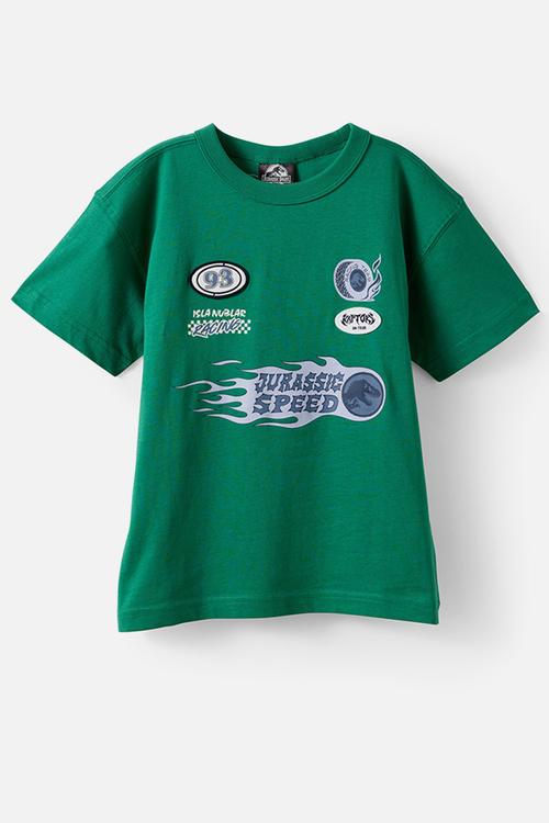 License Drop Shoulder Ss Tee - Lcn Uni Deep Mint/Jurassic Park Speed