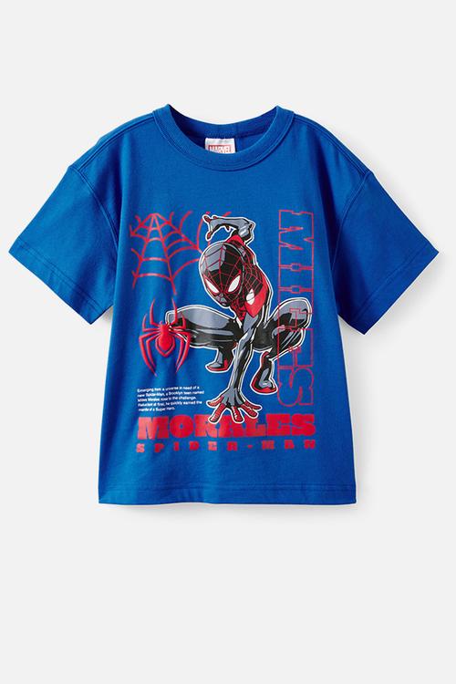 License Drop Shoulder Ss Tee - Lcn Mar Harbour Blue/Miles Morales Spiderman