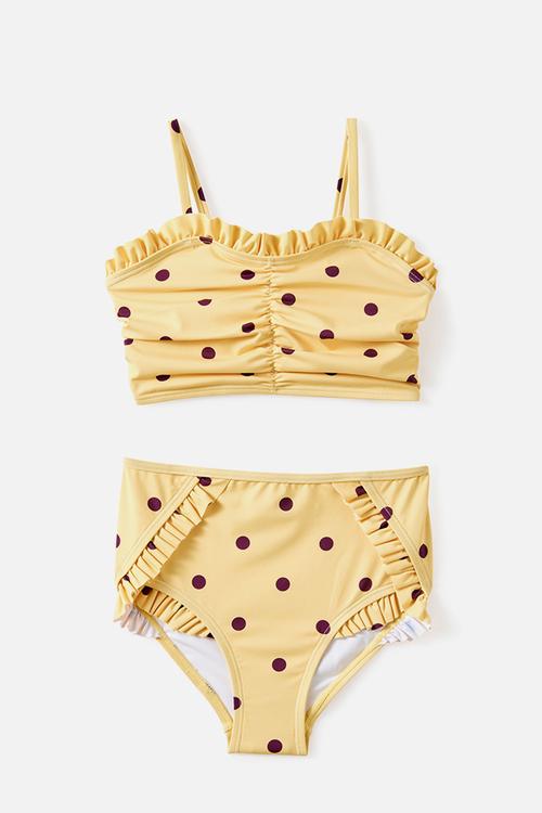 Claire Frill Bikini - Baby Yellow/Bordeaux  Spot