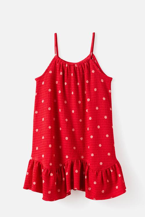 Hazel Scalloped Sleeveless Dress - Sunkissed/Varsity Red Spot