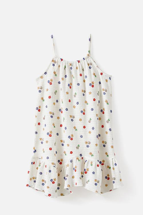 Hazel Scalloped Sleeveless Dress - Vanilla/Sweet Floral