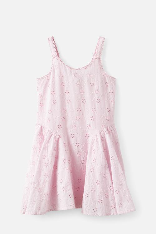 Quinn Sleeveless Dress - Tea Party Pink/Coral Red Broderie
