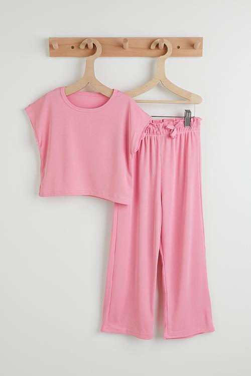Ribbed lounge set - medium pink