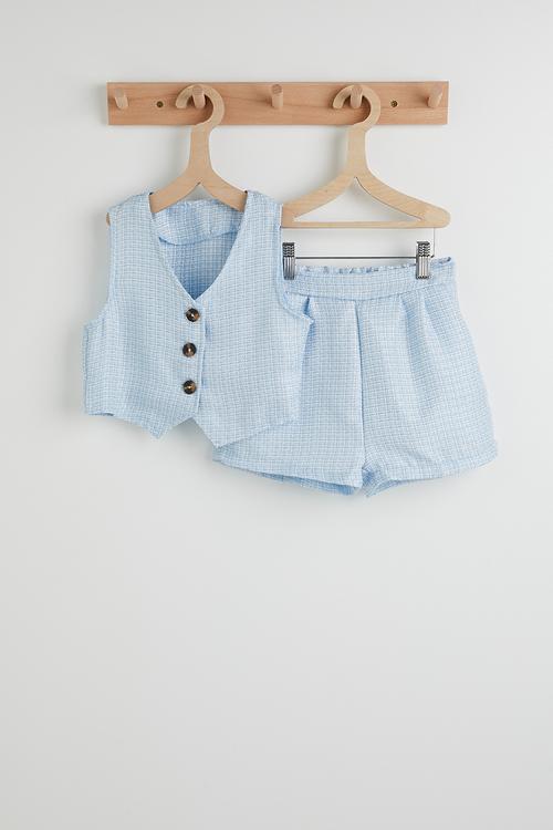 Tweed waistcoat and shorts - light blue