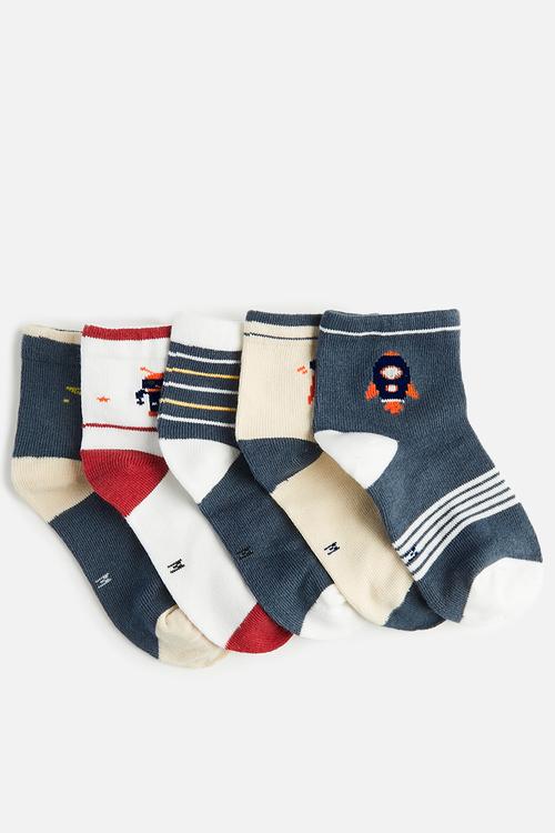 5 Pack space themed crew socks - multi