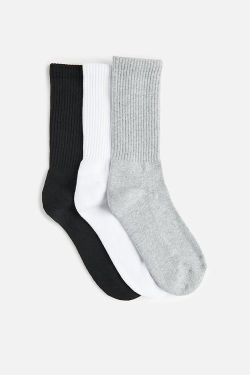 3 Pack Essential Socks - Grey Marle/White/Black