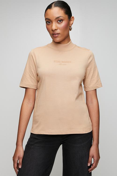 Ladies kelly high neck T-shirt - caramel