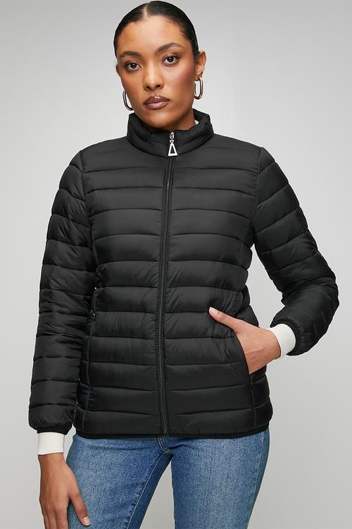 Long sleeve Zip Through Comfy Puffer Jacket - Black