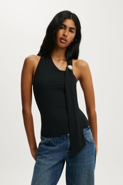 Stella Hardware Scarf Halter - Black