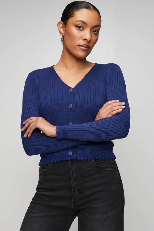 Lettuce Trim Cardigan - Navy