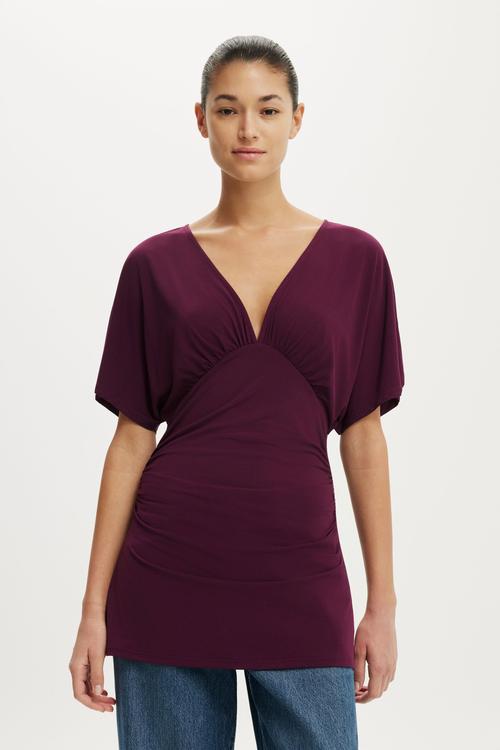 Jana V Neck Tunic - Blackberry Belle