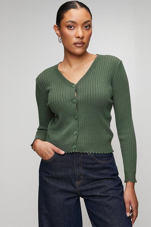 Lettuce Trim Cardigan - Green