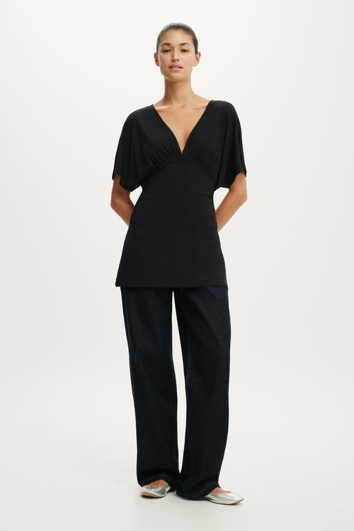 Jana V Neck Tunic - Black