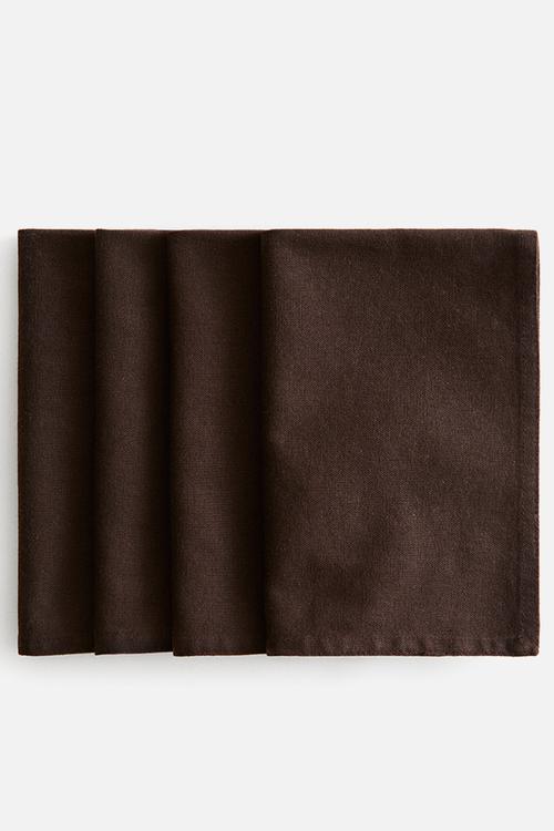 4-Pack linen-blend napkins - dark brown