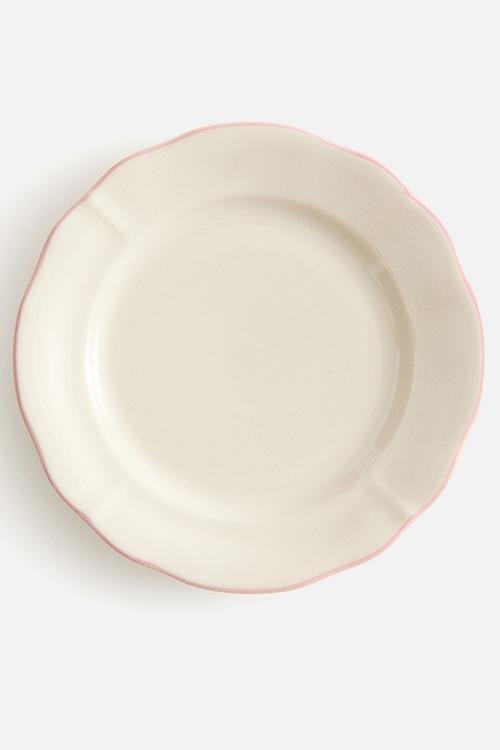 Stoneware starter plate - light beige/pink