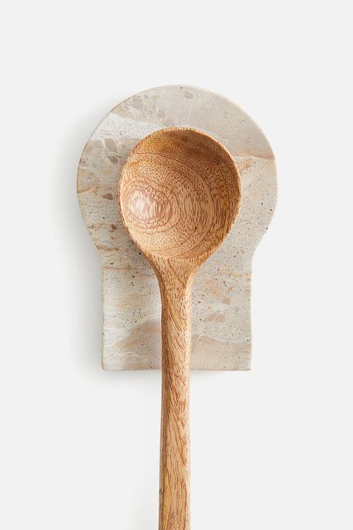 Marble spoon rest - light beige/marbled