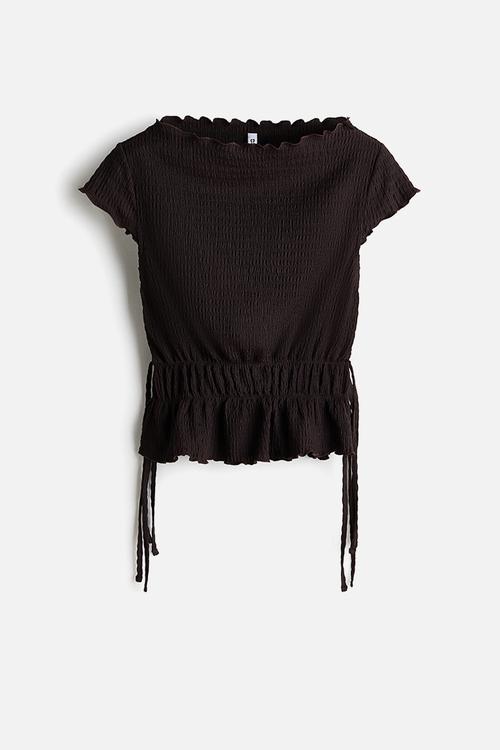 Smocked top - dark brown