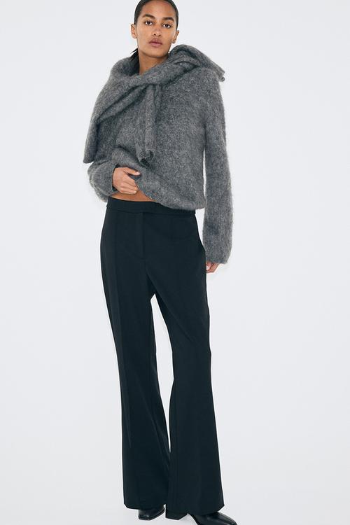Bootcut crease-front trousers - black