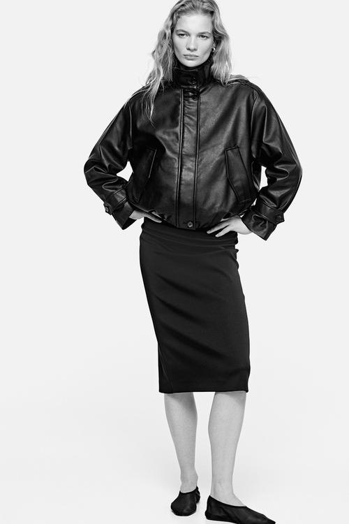 Oversized coated jacket - black