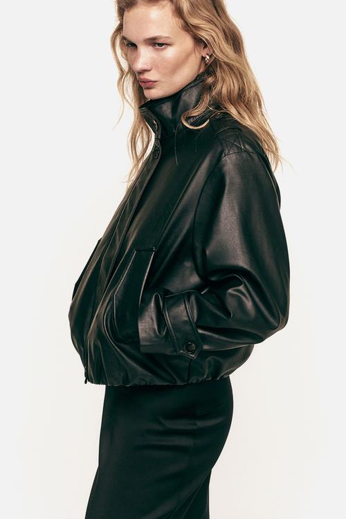 Oversized coated jacket - black