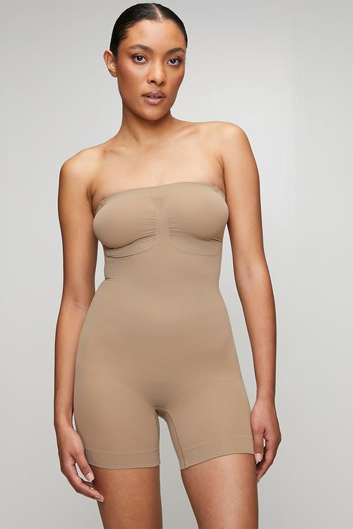 Boob tube mid thigh bodysuit - neutral