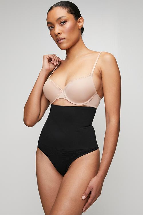 Anti rolling sculpting thong - black