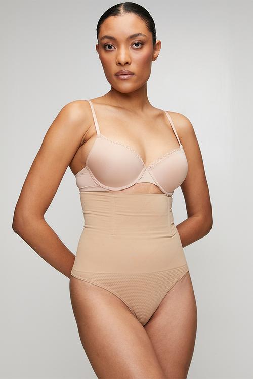 Anti rolling sculpting thong - beige