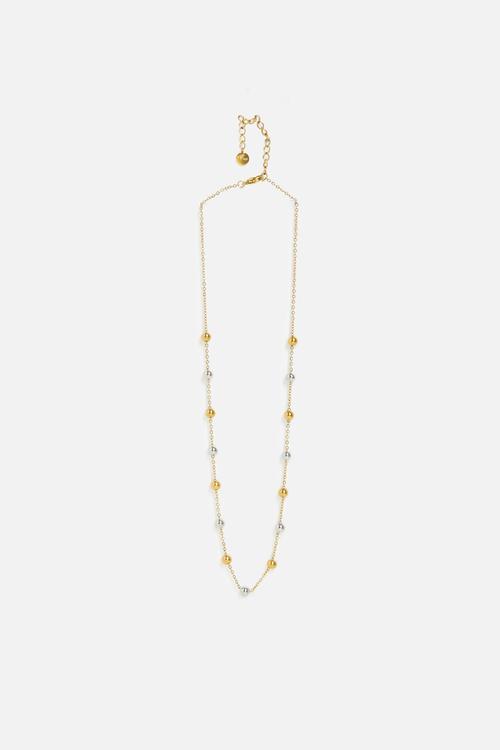 Trendy two-tone ball necklace  - silver/gold