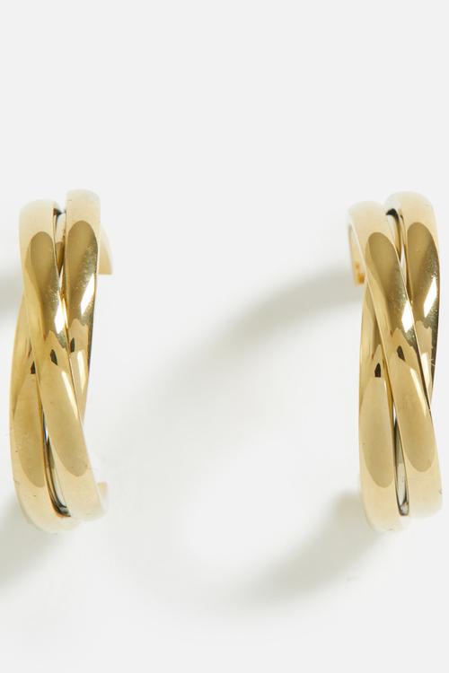 Modern interweave hoop earring - gold