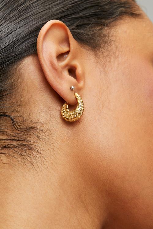Stone-set bold earrings  - gold