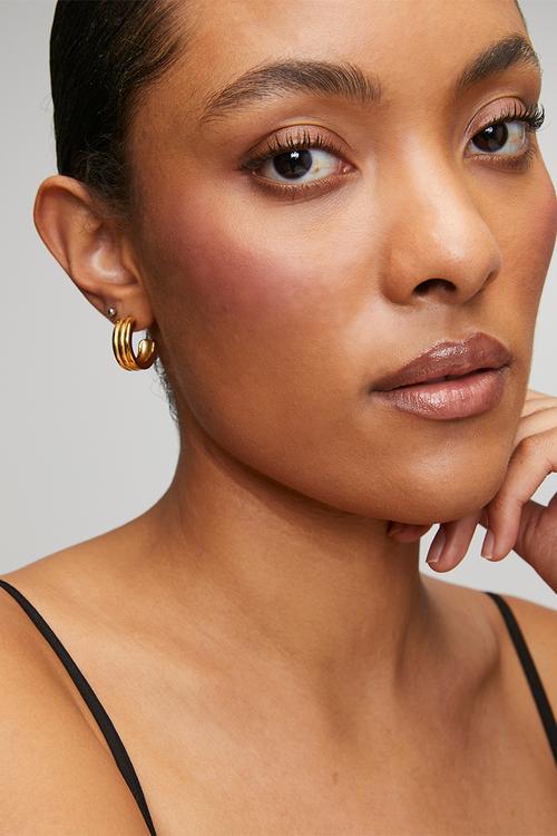 Classic triple-row hoop earrings  - gold