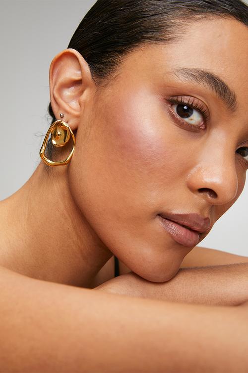 Funky organic hoop earrings  - gold