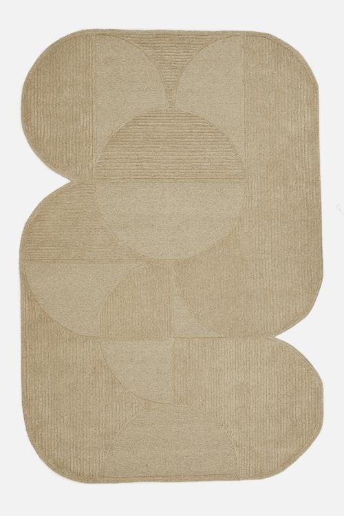 Swirl Wool Blend Tufted Rug - Natural