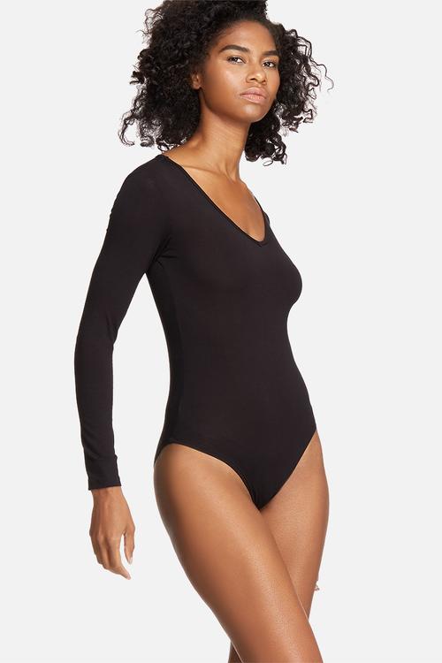 V-neck long sleeve bodysuit