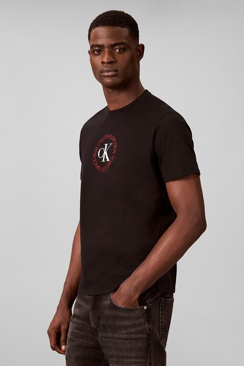 Short Sleeve 30S Whsl Ck Word Circle Graphic Tee - Black
