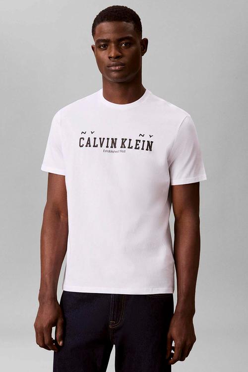 Short Sleeve 30S Whsl Calvin Coll Word Graphic Tee - Brilliant White