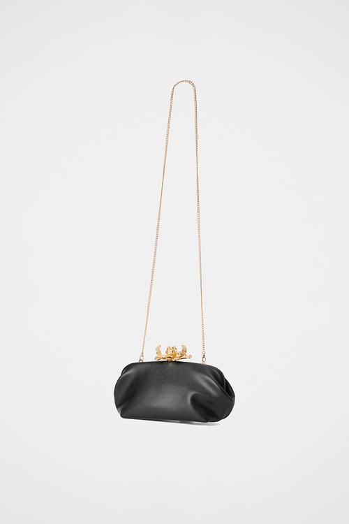 Tiffany orchid clasp clutch in black