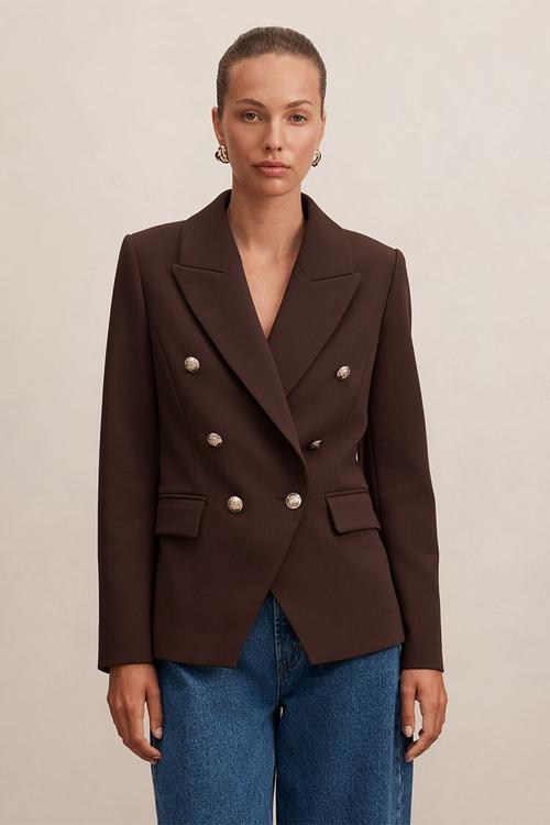 Tiana Military Blazer in Chocolate