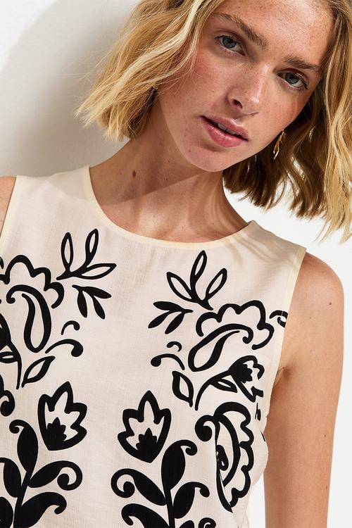 Paisley Print Tank Top - White