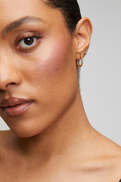 Funky bead hoop earrings  - gold