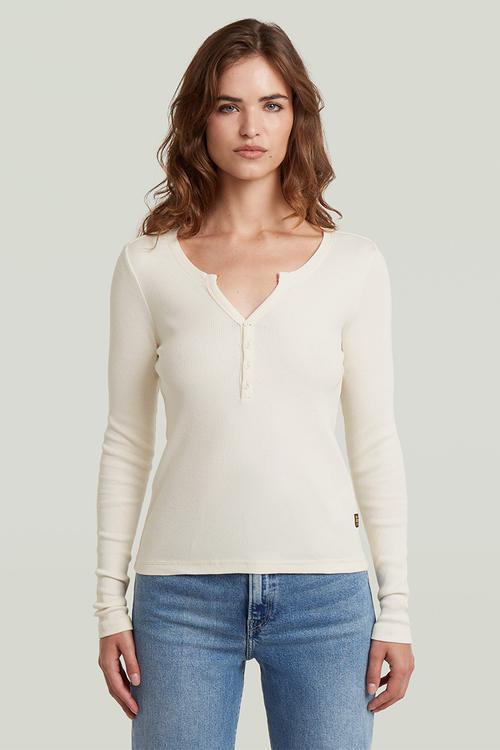 Deep v henley slim l\s wmn - eggnog