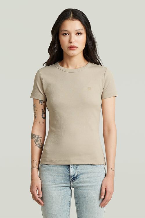 Slim rib t wmn - dk brick
