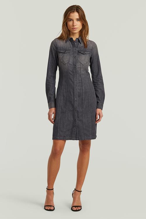 Tacoma slim flare dress l\s - faded black magnet