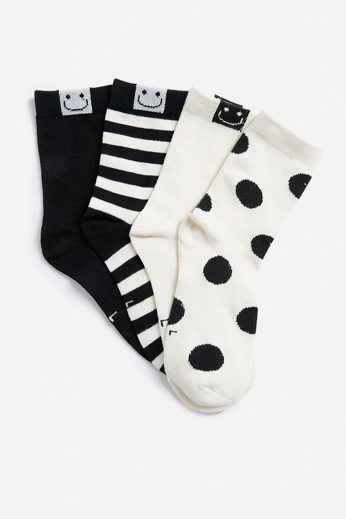 4 Pack crew socks - white & black