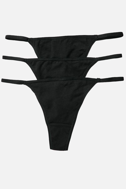 3-Pack cotton tanga thong briefs - black