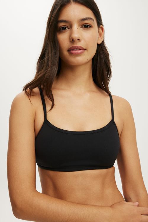 Ultra Soft Double Strap Back Crop - Black