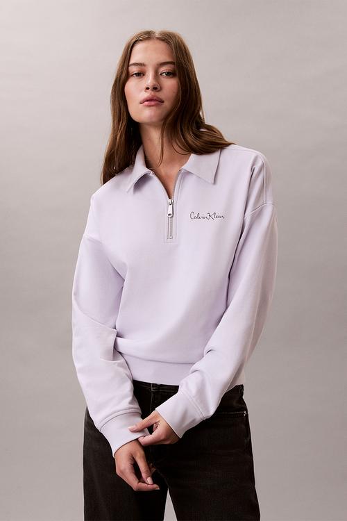 Long sleeve french terry graphic qz sweatshirt - frosty lilac