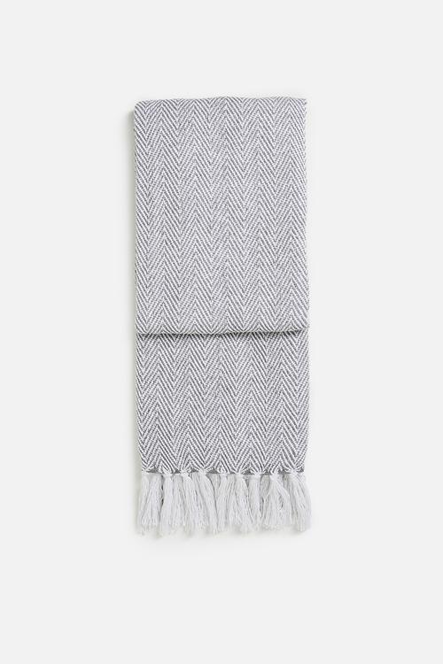 Brushed Cotton Chevron Throw Navy